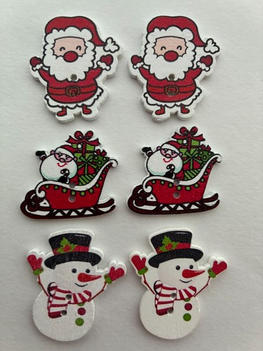 Wooden christmas buttons santa - wooden,