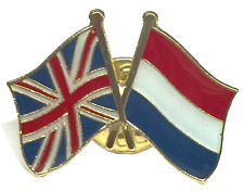 Holland & UK Friendship flags pin badge  Dutch British Netherlands Britain