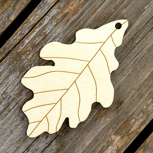 10x wooden oak leaves - oak, craft
