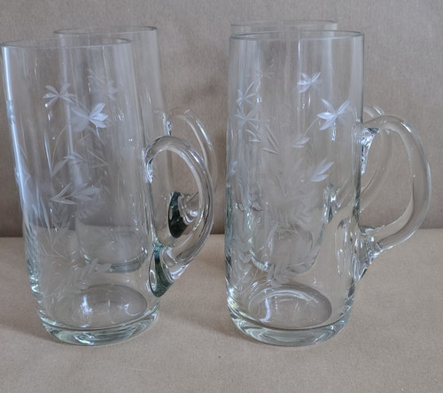 Vintage etched heavy - vintage, glass