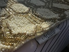 Artistic Accents Beaded Gold & White CushionCover 70×30