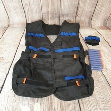 Nerf N-Strike Tactical Vest pre-owned Black Ammo Dart Pockets Holder & Darts