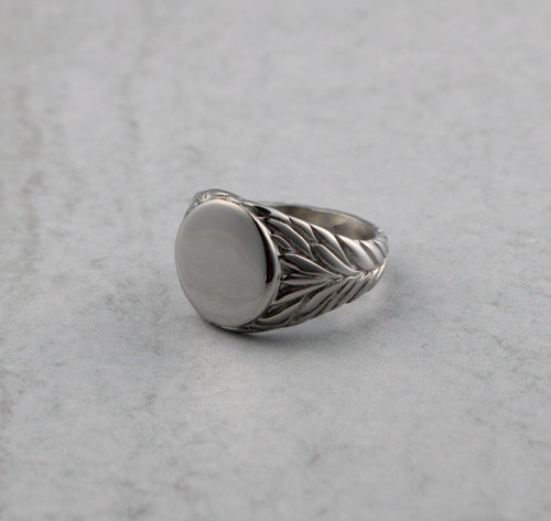 Silver circle signet ring - silver,