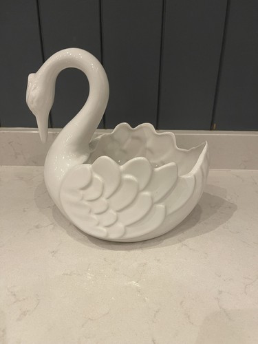 Vintage white ceramic swan - vintage,