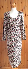 Vintage Midi Dress 12-14 Dawn Joy 80s does 40s Landgirl Black Floral Cottagecore