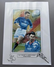 Signed Autographed Mark Hateley Ally McCoist Print Artist Brian West Rangers COA