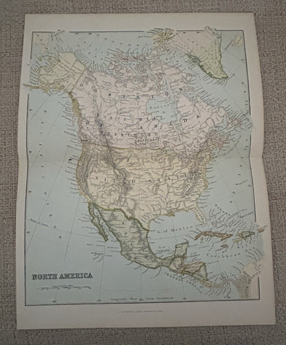 Antique map north america - north,