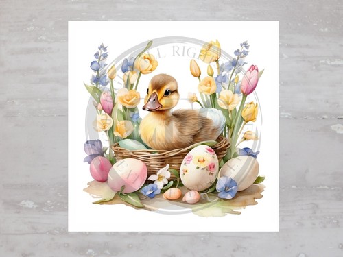 Spring floral easter duckling - floral,