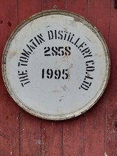 Rare 1995 Tomatin Whisky Barrel lid 25" wide w/End Hoop ready to hang