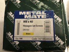 M8 x 40mm BRASS SET SCREWS HEXAGON HEX HEAD FULLY THREADED BOLTS DIN 933
