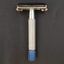 1956 Gillette Super Speed Blue Tip Flare DE TTO Safety Razor Date Code B3