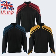 For Admiral JL Picard Uniforms Startfleet Male Red Gold Blue Men  Shirts Costume
