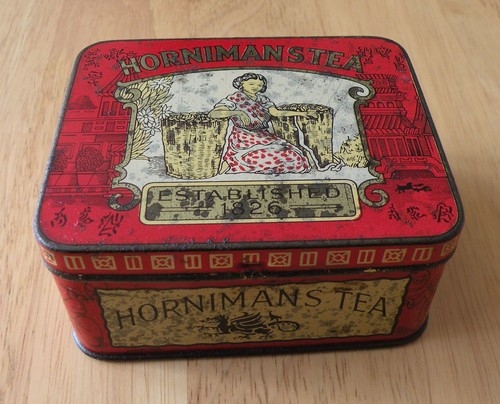 Vintage horniman red - red, tin