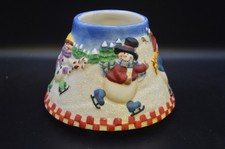Snowman Yankee Candle Shade Ceramic Christmas Seasons Greetings 5” Home Decor