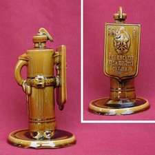 Old Big USSR Fire Extinguisher as FIREMAN Porcelain Figurine Firefighter STATUE