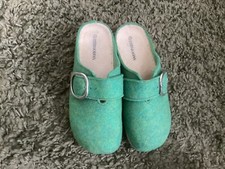 Dr Brinkmann Green Felt Wool Cloggs Mules Wide Fit Size 7 (40) Worn Twice Vgc