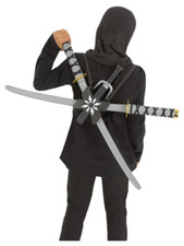 Ninja Assassin Back Pack Ninjas Fancy Dress Accessory Toy Weapon Swords
