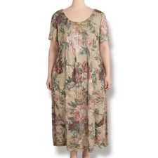 Vintage Tan Floral Maxi Dress