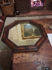 ANTIQUE WALL MIRROR OAK BEADED