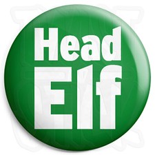 Head Elf - 25mm Christmas Xmas Santa's Grotto Button Badge, Fridge Magnet Option