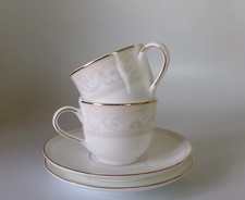 TWO ROYAL DOULTON CHIFFON COFFEE CUPS & SAUCERS - GOOD CONDITION