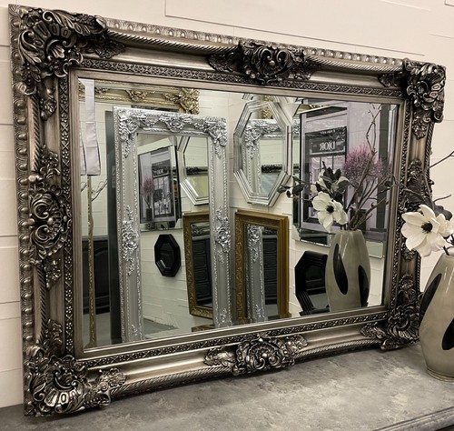 Mirror huge antique - mirror, silver