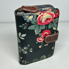 Cath Kidston Purse Wallet Blue Floral Zip Around Coin Purse Folding Card Holder
