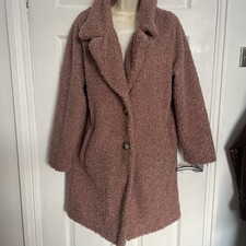 TU Pink Teddy Coat Size 12 UK