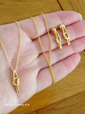 Knot Pendant & Earrings Yellow Gold Plated Sterling Silver NEW