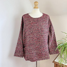 Out of Xile Boucle Jumper Size 3 UK 14 Purple Pink Woven Oversized Boxy Pockets