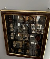 Vintage Trinket Display Cabinet Glass Whimsies Wade Monkey Gorilla Ape Collector