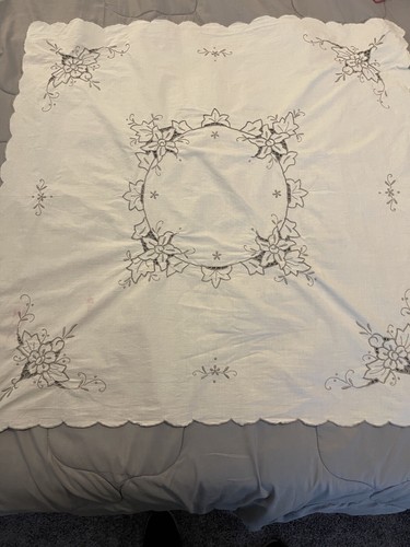 Vintage embroidered tablecloth - embroidered,