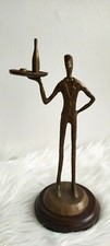 Vintage Brutalist Abstract Bronze Figurine statue Sculpture Cocktail waiter