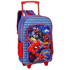 MARVEL Spiderman Boys Wheeled Trolley Backpack - 45cm Travel Bag for Kids 3+