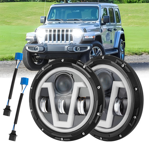 Inch round led headlights - 2x,