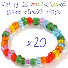 Rainbow glass stretch rings - rainbow,