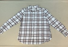 Fat Face White Flannel Shirt with Red and Black Check - Women’s Size 12