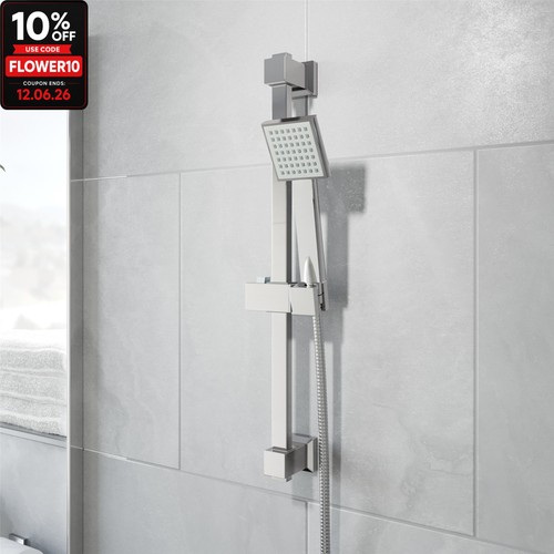 Chrome square shower kit head - square,