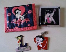 Bundle Of 4 Betty Boop Items Purse, Mirror Compact, Key Chain, Letter L