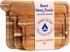 Non Toxic Acacia Cutting Boards - Cutting Board Set Free of Mineral Oil,