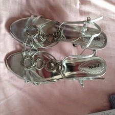 silver embellished sandals by pink by paradox, Size 7, Bnwb