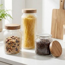 Glass Storage Jar Wooden Lid