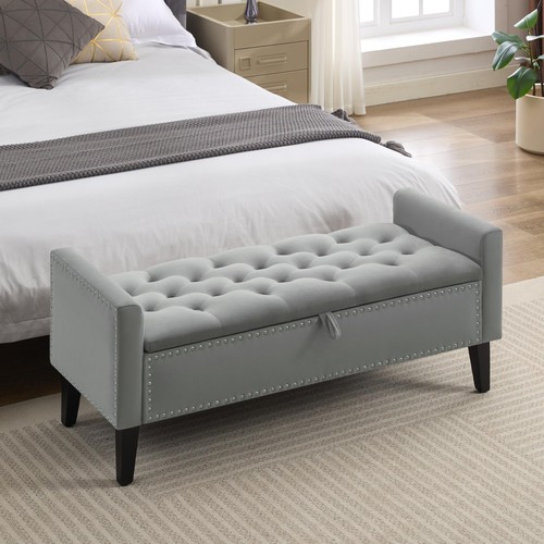 Inch grey velvet storage - grey,