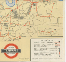 1935 Tram Map No 3 Issued By London Transport Trolleybus - Underground Stations