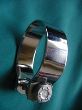 1 7/8" chrome EXHAUST clamp + bolt chrome clip BSA TRIUMPH AJS Matchless ARIEL