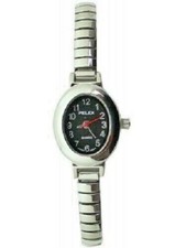 Ladies Small Expandable Watch with Easy Read Black Face & Oval Dial  Pelex 0002