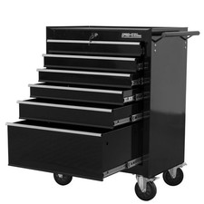 Hilka Tool Chest Trolley 6 draw black metal storage roll cabinet wheels box cab