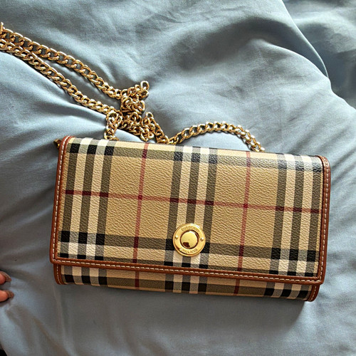 Burberry check chain wallet - check,