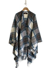 Great Scot Tartan Shawl Highlander Ruana Stewart Blue Lambswool New