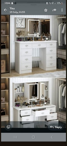 White dressing table with led - white,